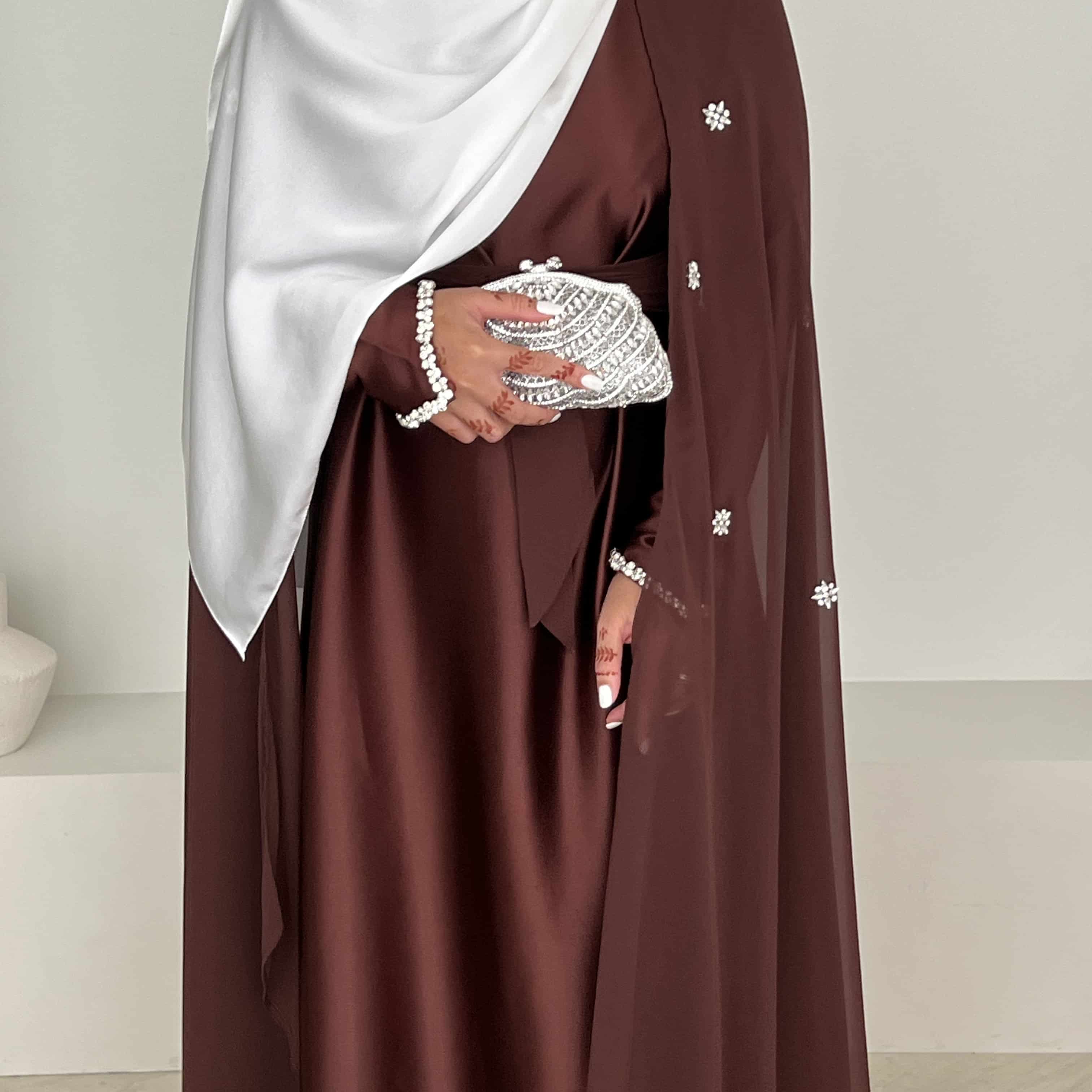 Abaya Cape Luxury Chocolat Mousseline – Image 5