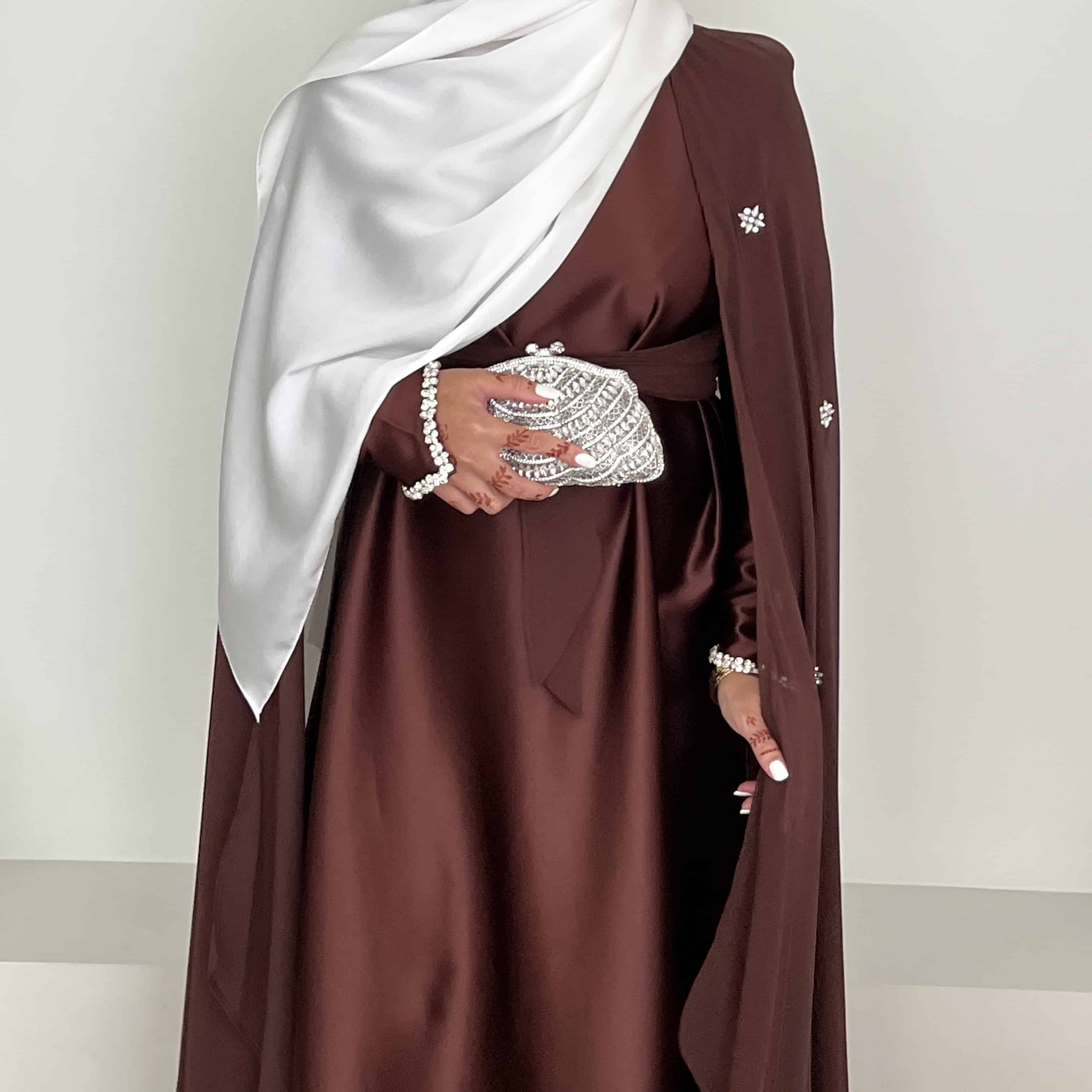 Abaya Cape Luxury Chocolat Mousseline