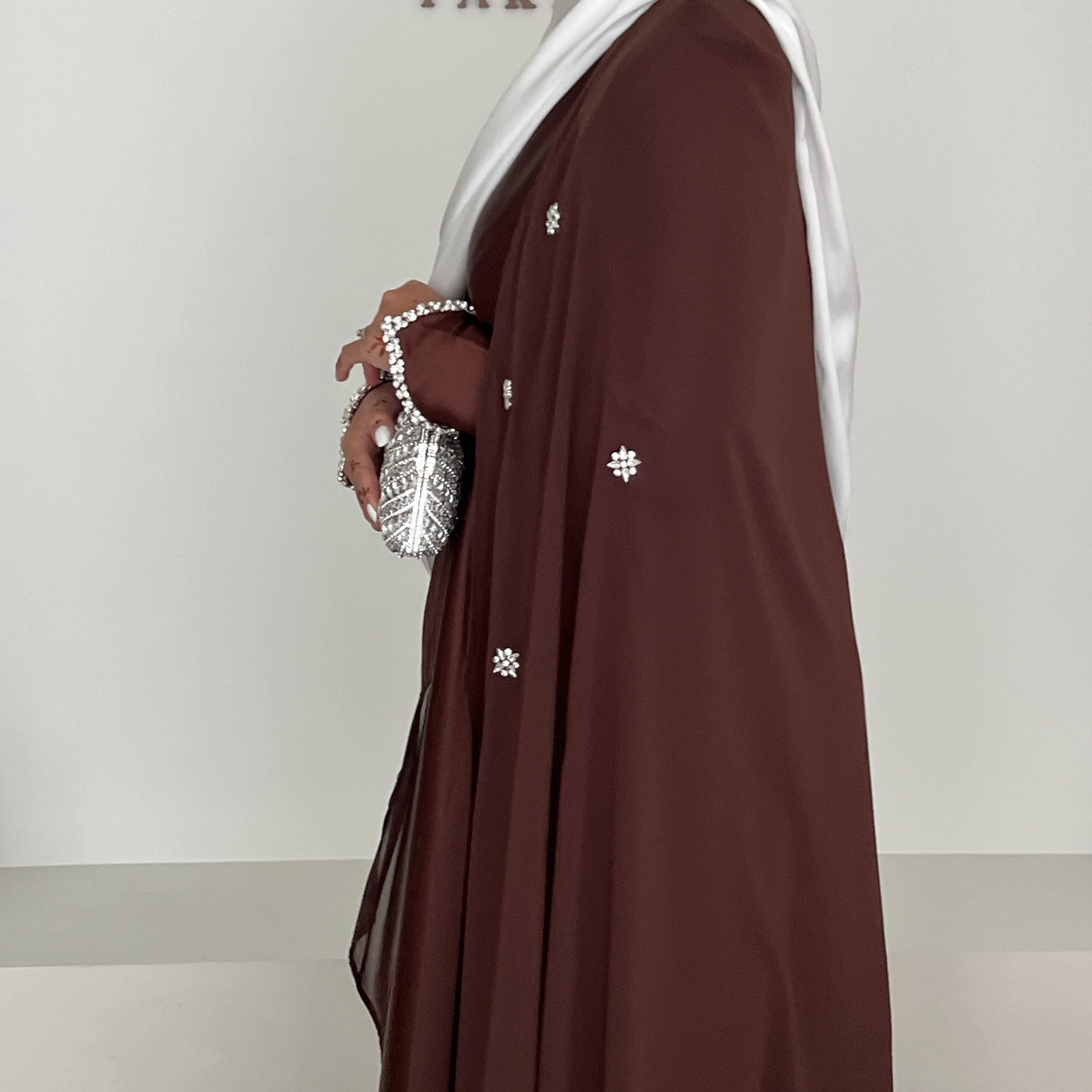 Abaya Cape Luxury Chocolat Mousseline – Image 6