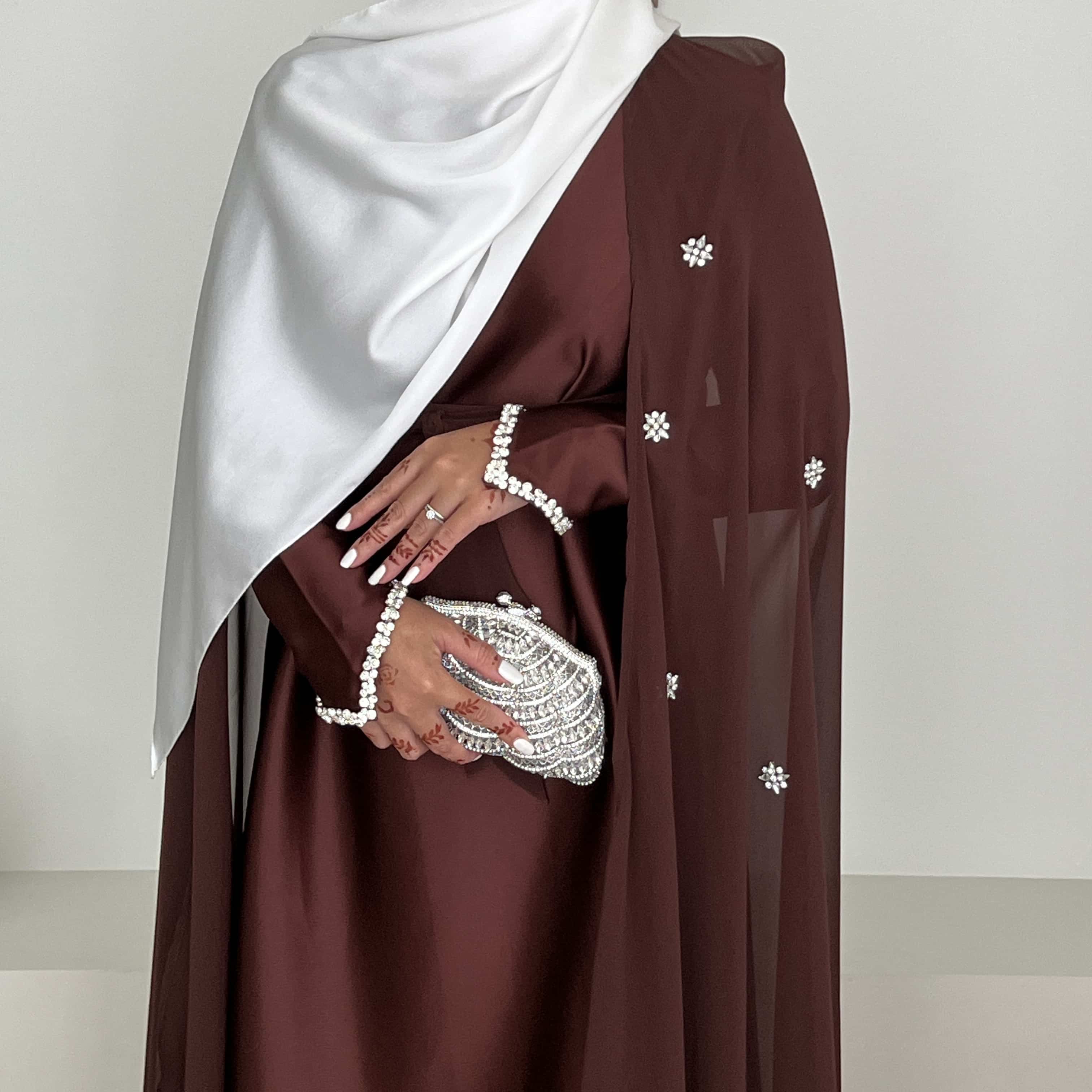 Abaya Cape Luxury Chocolat Mousseline – Image 4