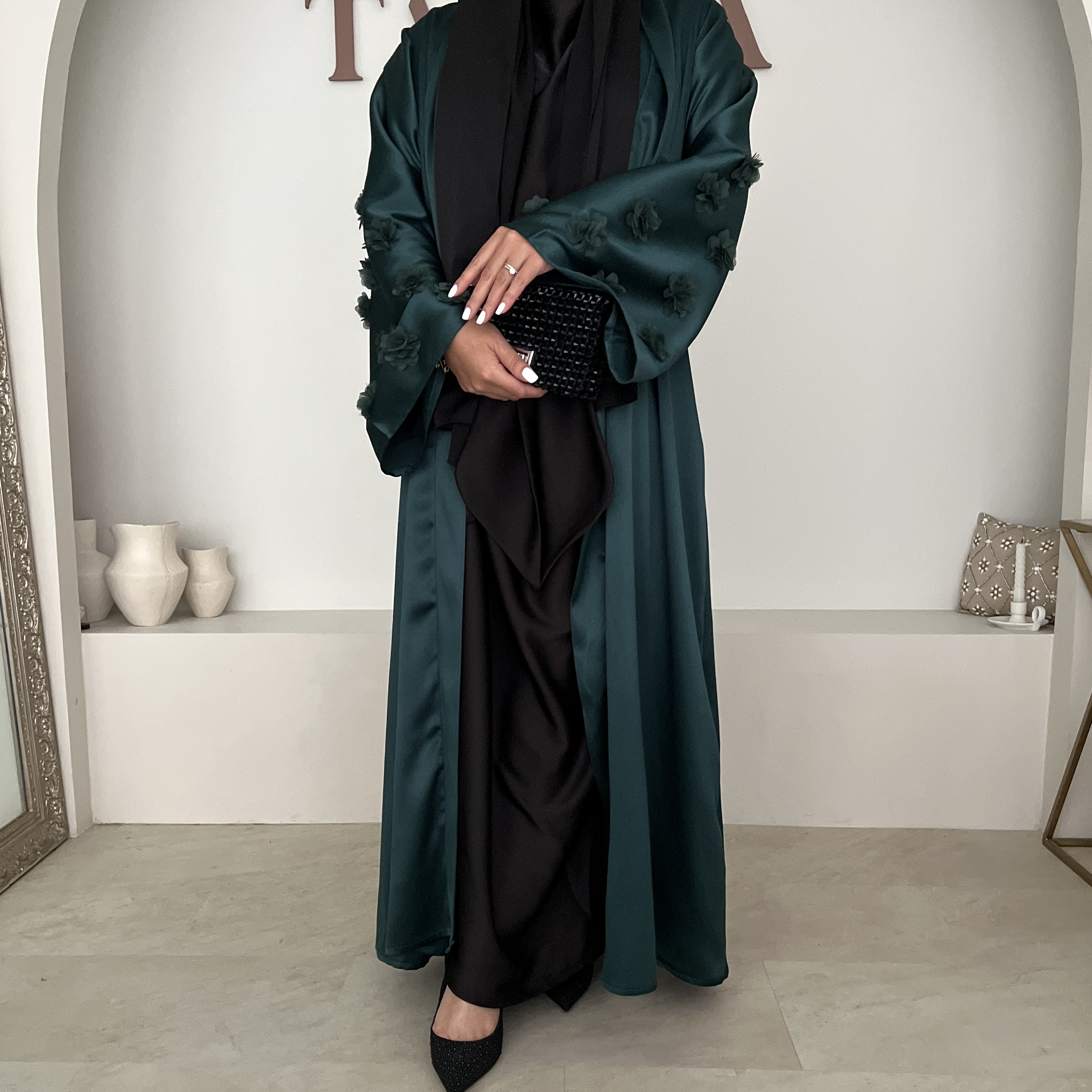 Kimono Vert Dentelé Noire – Image 2