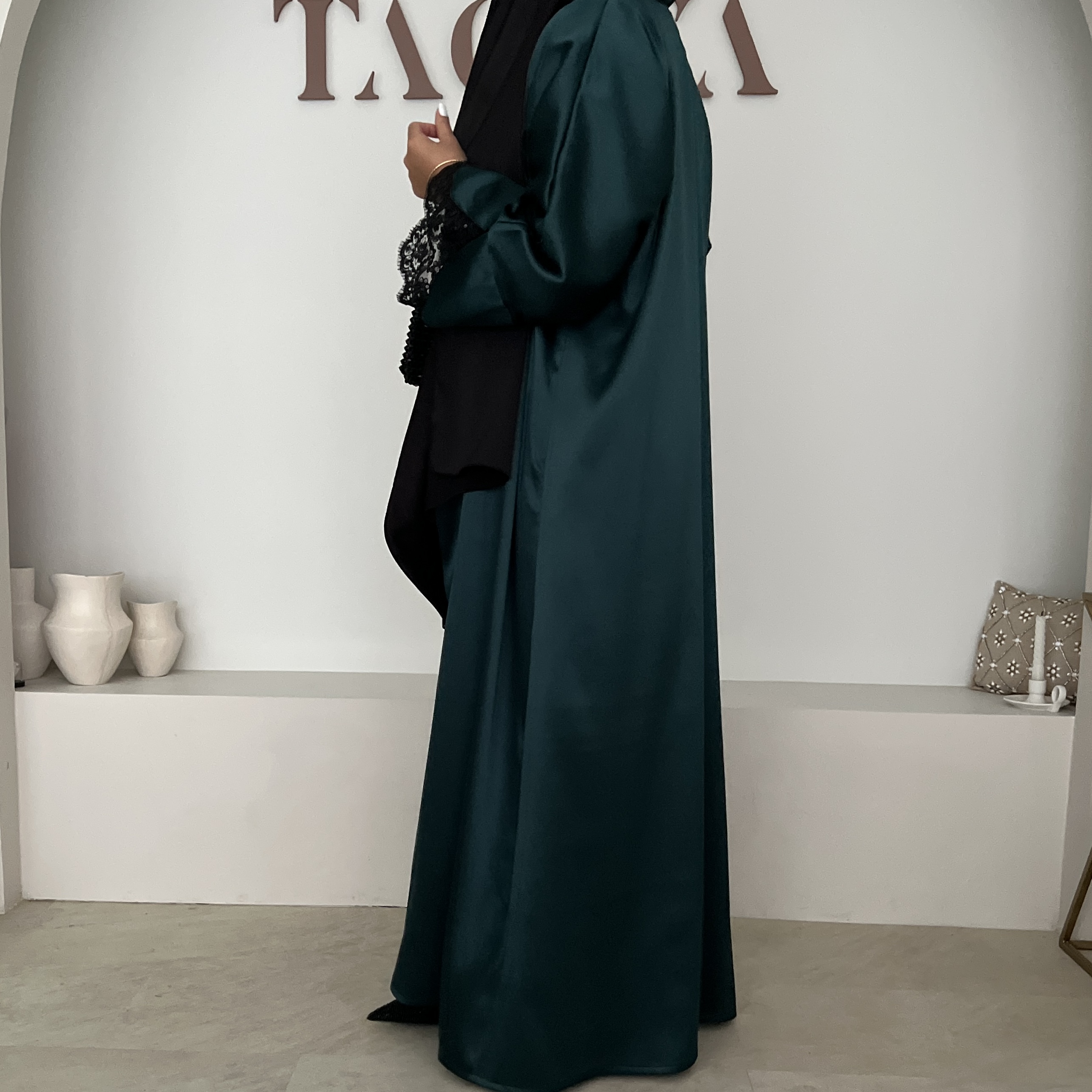 Kimono Vert Dentelé Noire – Image 3