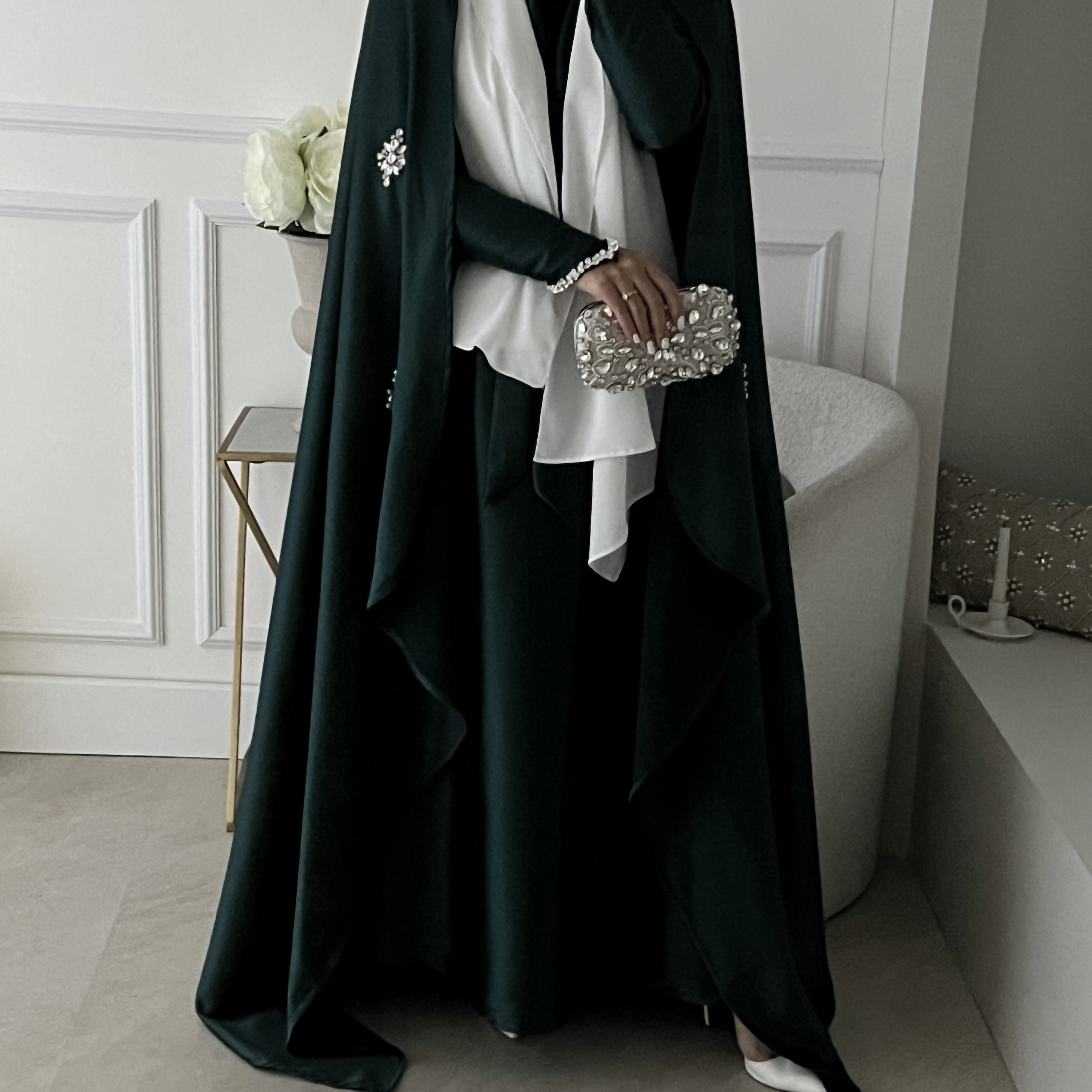 Abaya Cape Luxury Vert Profond – Image 2