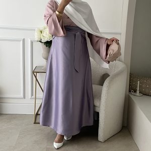 Ensemble Tunique et Jupe à Nouer Rose et Lilas
