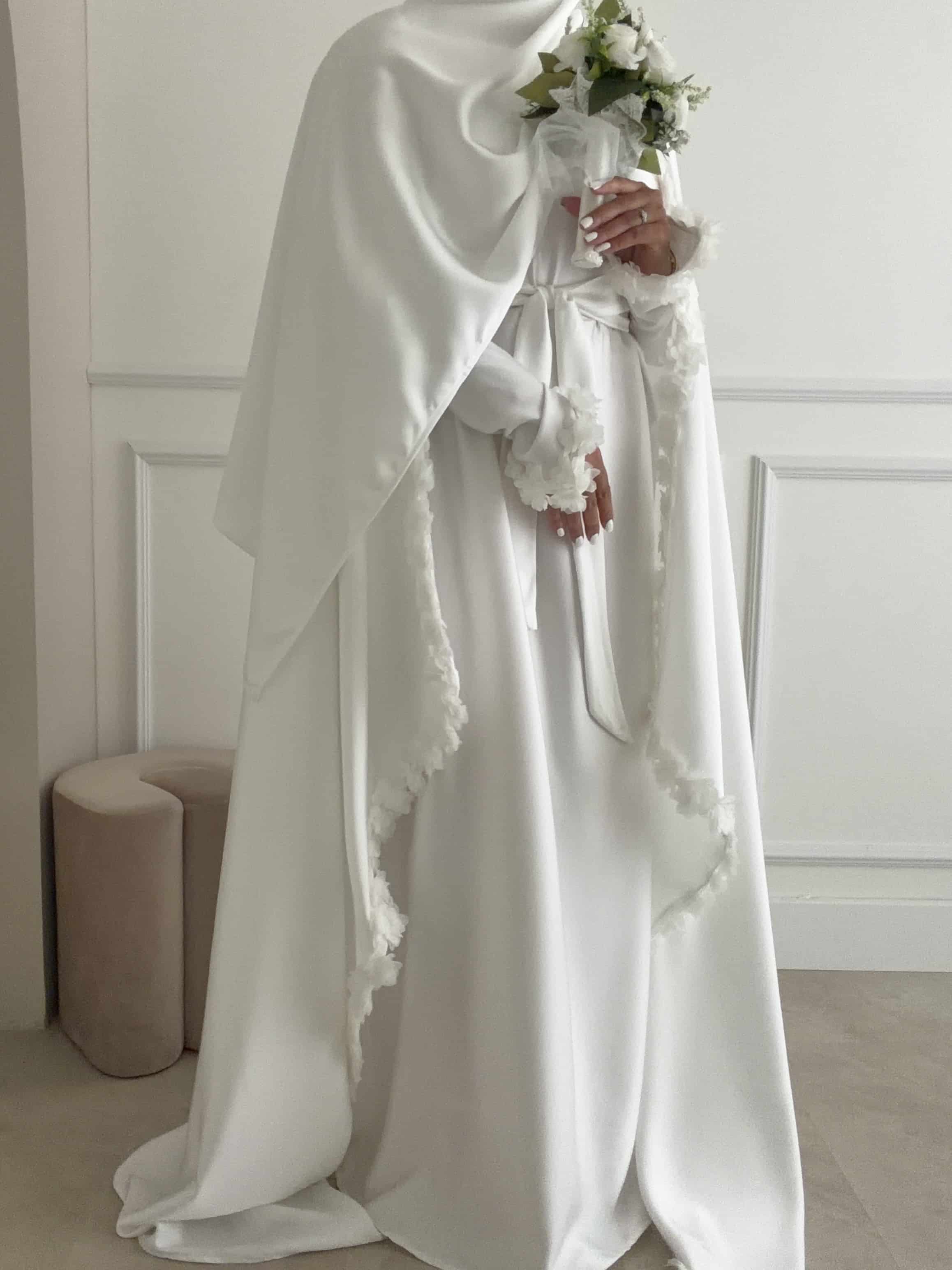 Abaya Cape Florale Blanche – Image 2