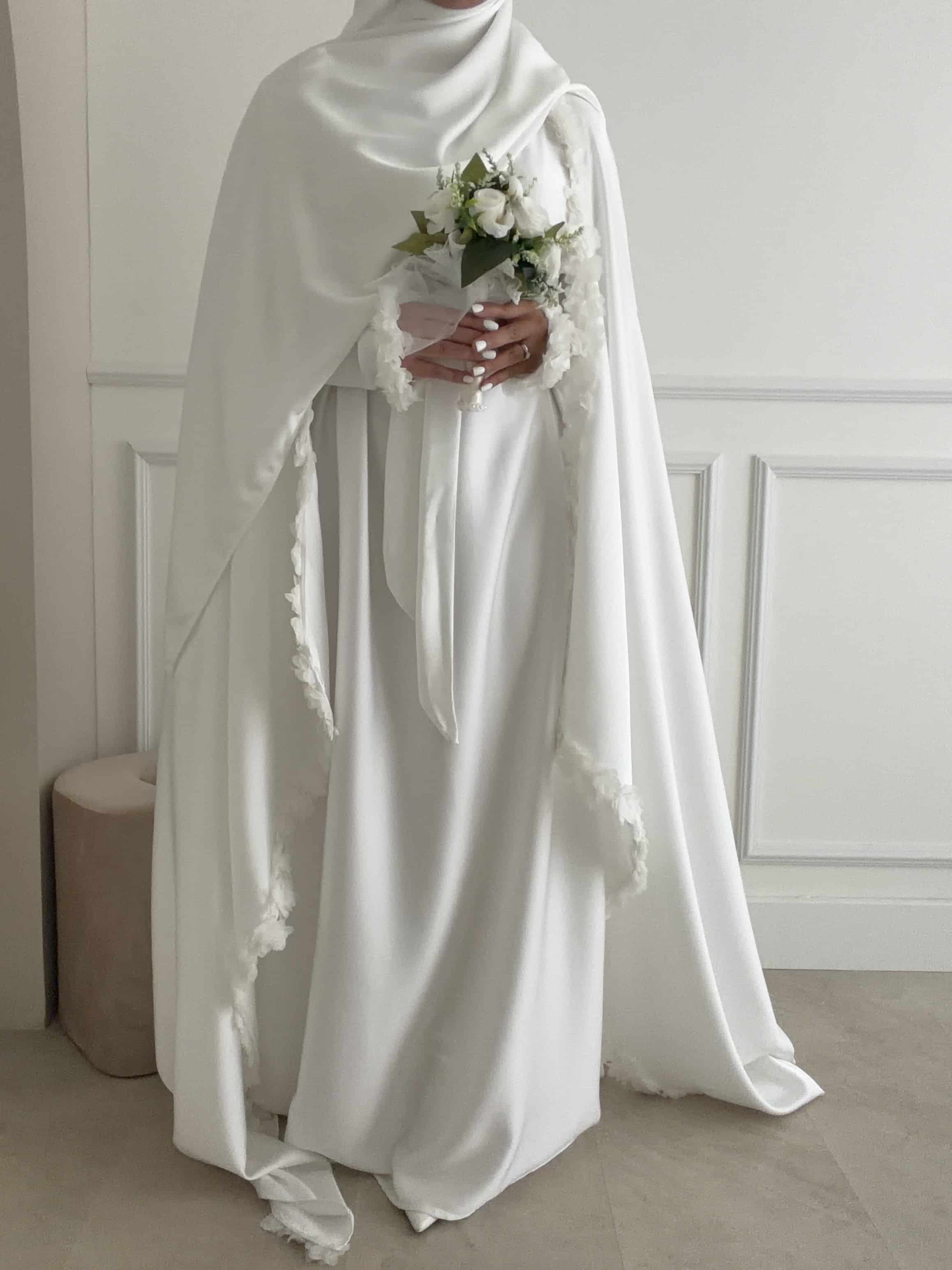 Abaya Cape Florale Blanche – Image 7