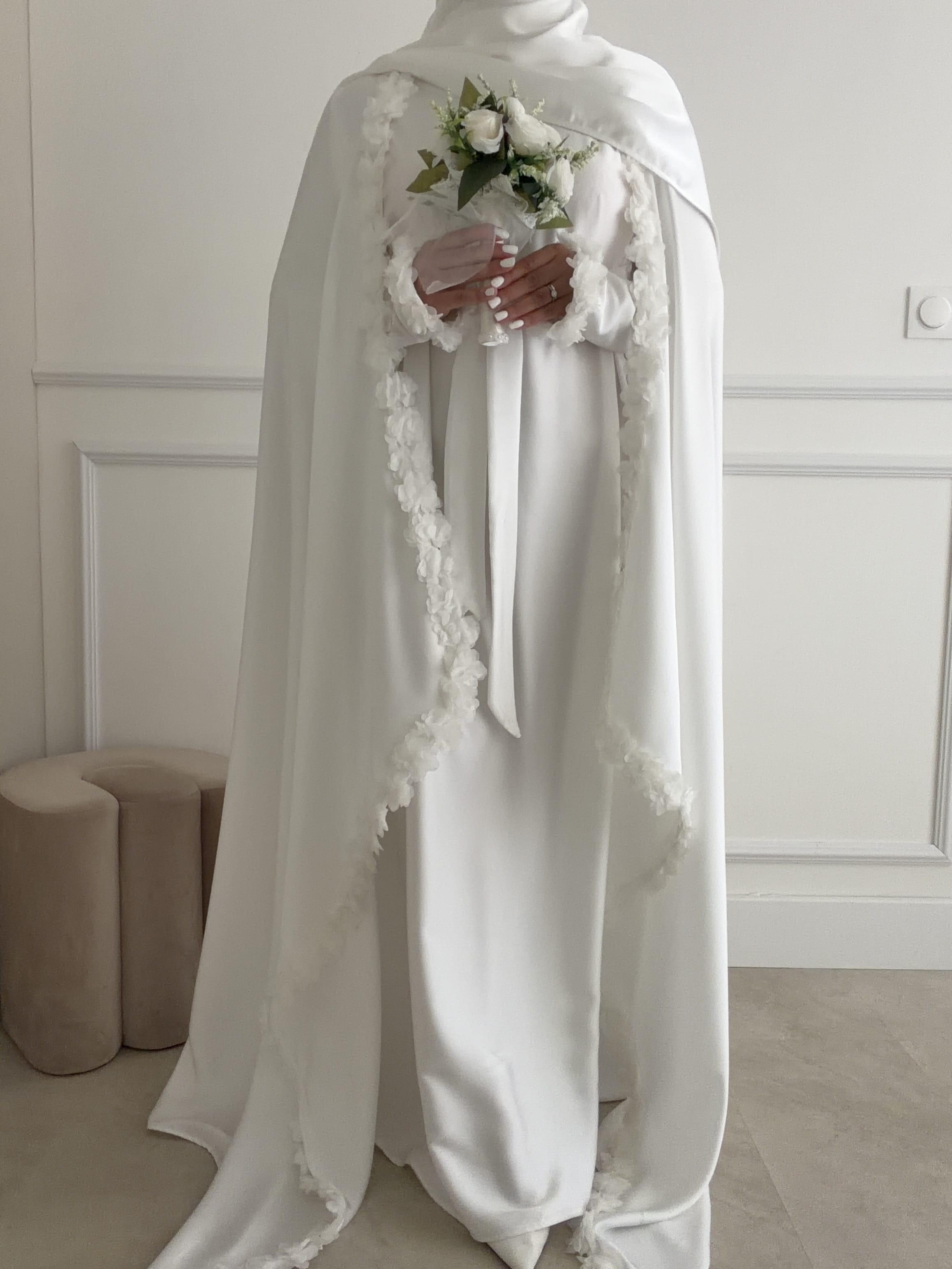 Abaya Cape Florale Blanche – Image 5