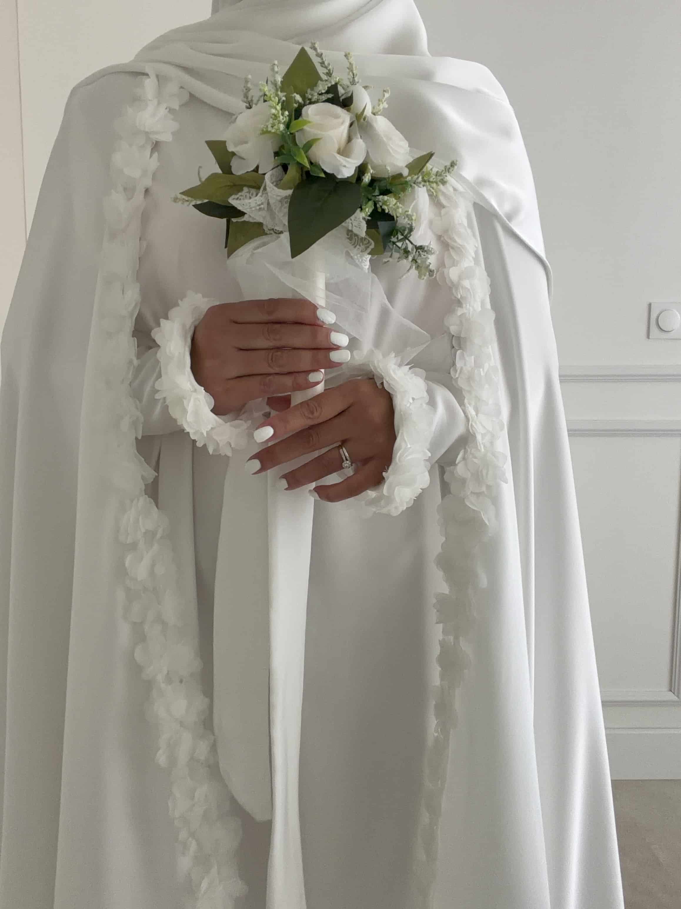 Abaya Cape Florale Blanche – Image 3