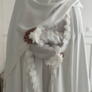 Abaya Cape Florale Blanche