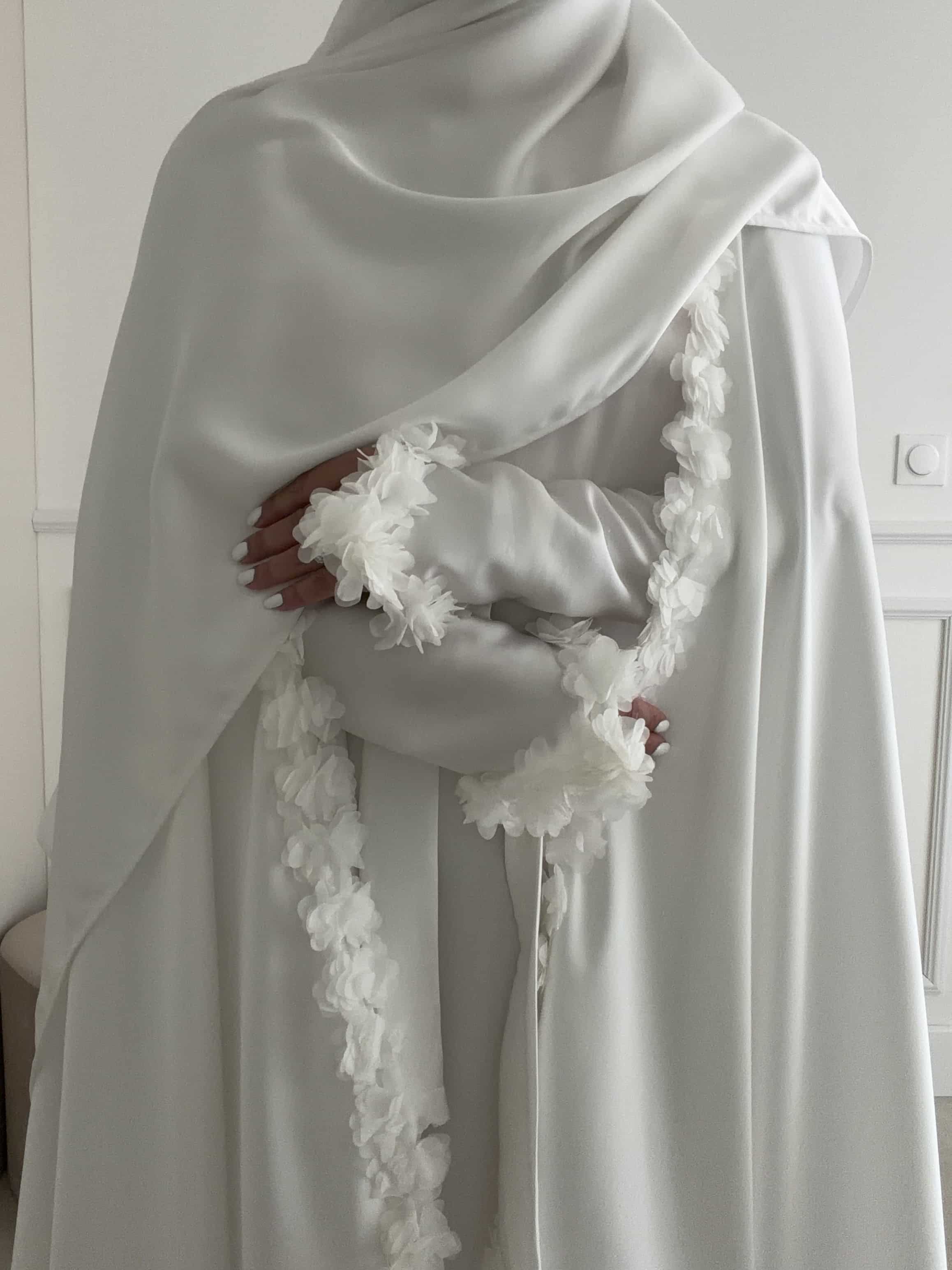 Abaya Cape Florale Blanche