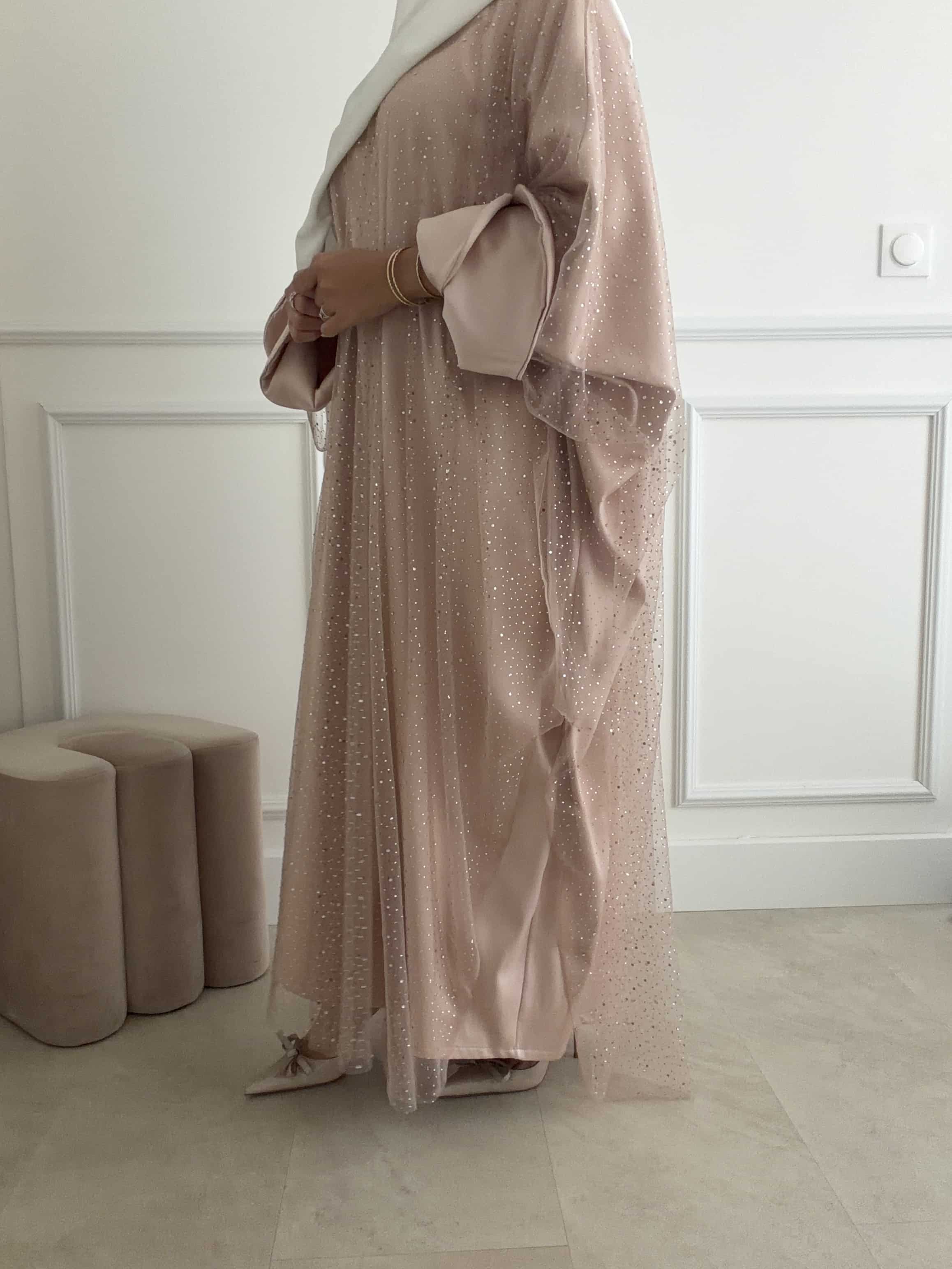 Abaya Faraasha Nude à Tulle – Image 6