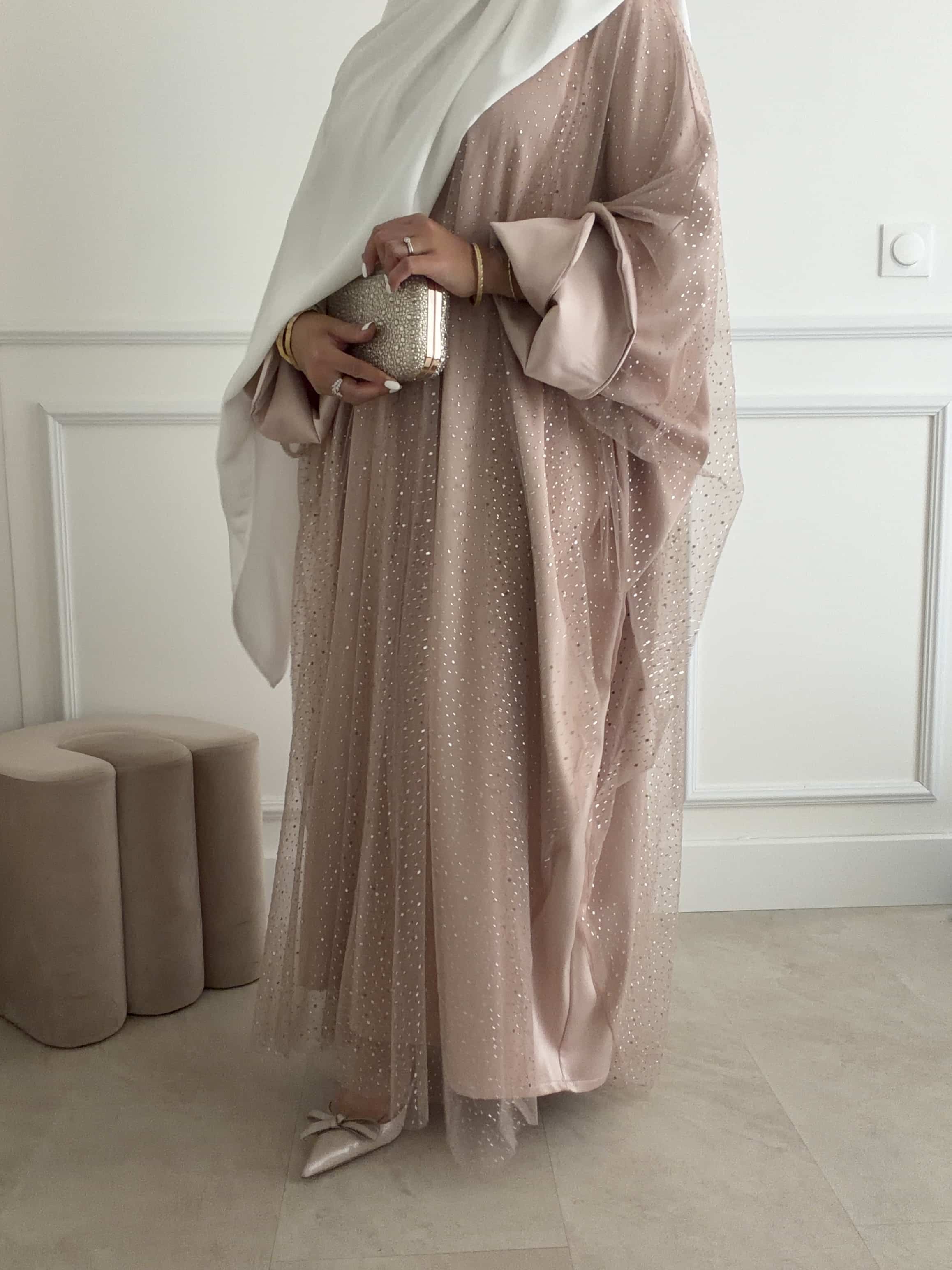 Abaya Faraasha Nude à Tulle – Image 3