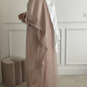Abaya Faraasha Nude à Tulle
