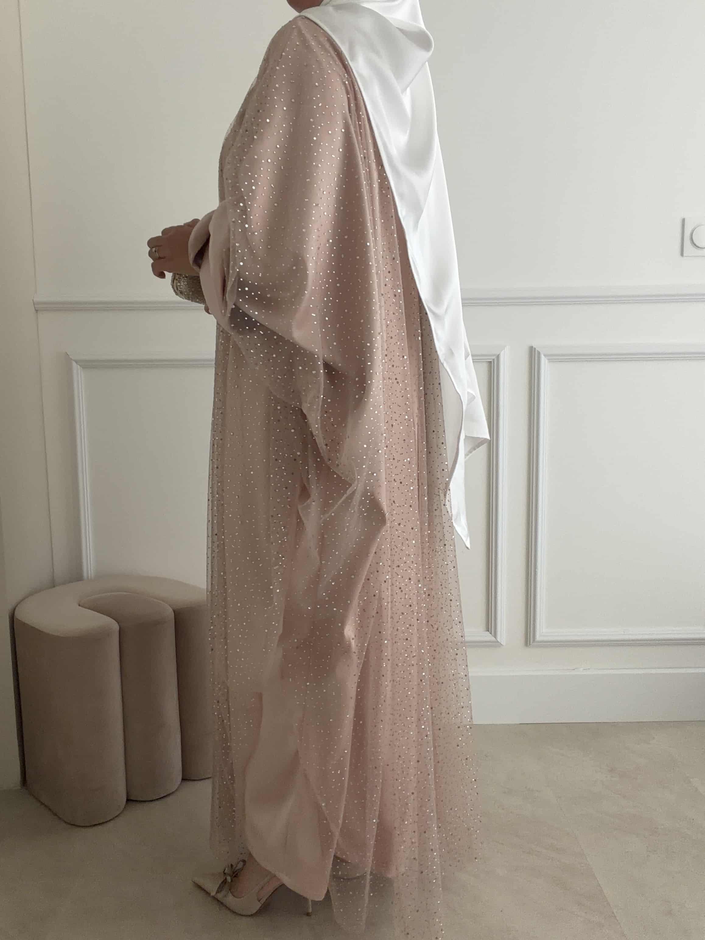 Abaya Faraasha Nude à Tulle