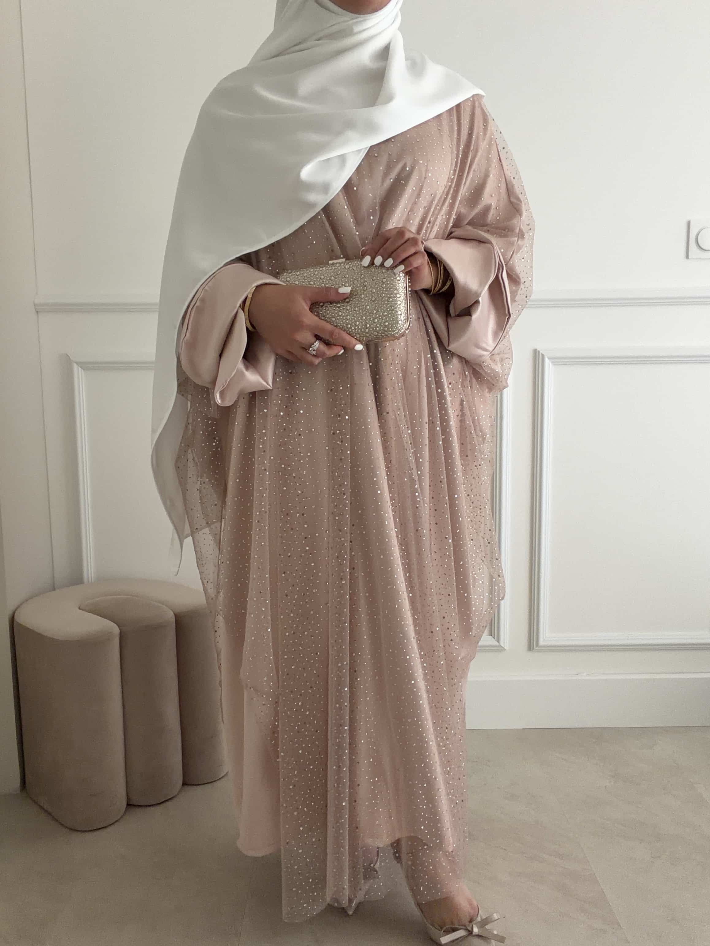 Abaya Faraasha Nude à Tulle – Image 8